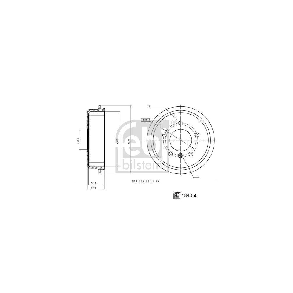 Bremstrommel FEBI BILSTEIN 184060 für MERCEDES-BENZ, Hinterachse