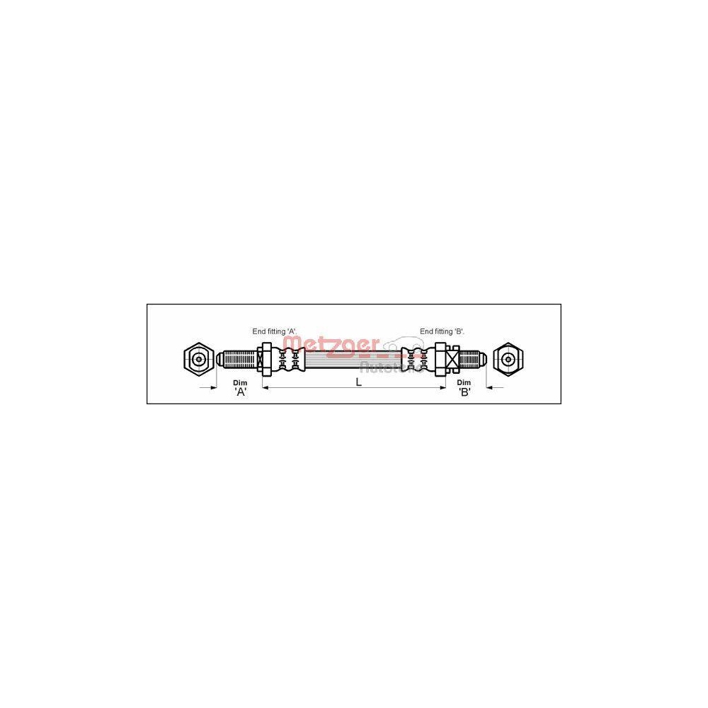 Bremsschlauch METZGER 4114680 für FORD, Hinterachse links, Hinterachse rechts