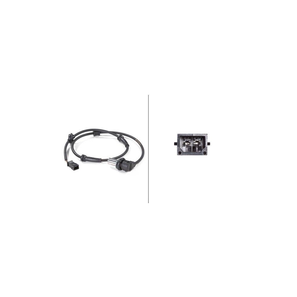 Sensor, Raddrehzahl HELLA 6PU 012 806-151 für AUDI, Hinterachse, links, rechts