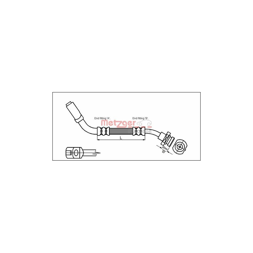 Bremsschlauch METZGER 4114723 für FORD NISSAN, Vorderachse rechts