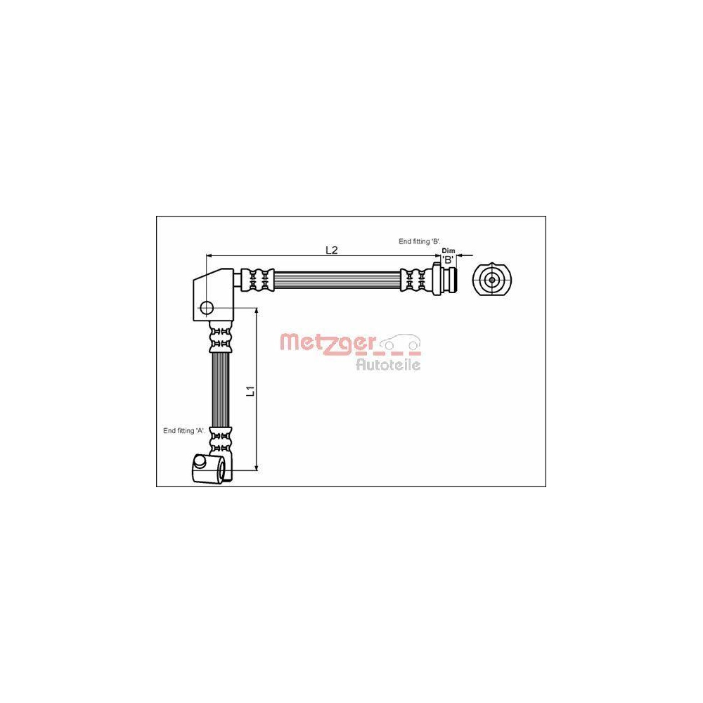 Bremsschlauch METZGER 4114738 für NISSAN, Vorderachse rechts