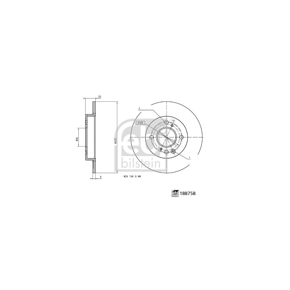 Bremsscheibe FEBI BILSTEIN 188758 für HONDA, Hinterachse