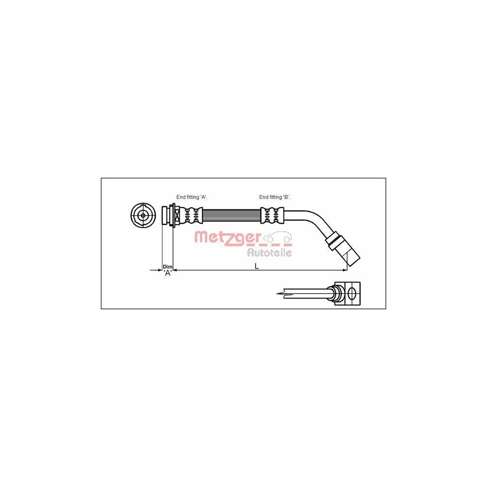 Bremsschlauch METZGER 4114751 für OPEL VAUXHALL, Vorderachse links