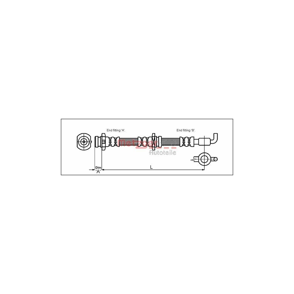 Bremsschlauch METZGER 4114757 für ISUZU OPEL VAUXHALL, Vorderachse links