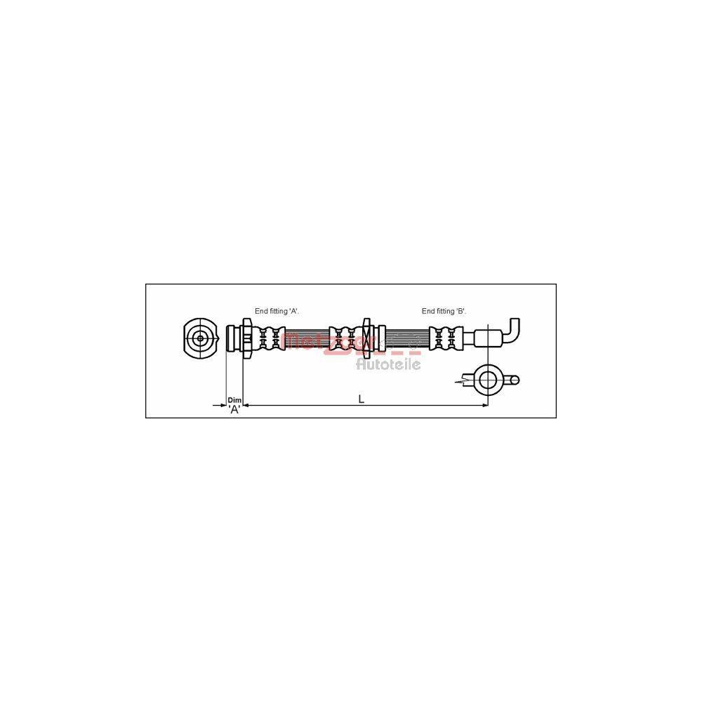 Bremsschlauch METZGER 4114757 für ISUZU OPEL VAUXHALL, Vorderachse links