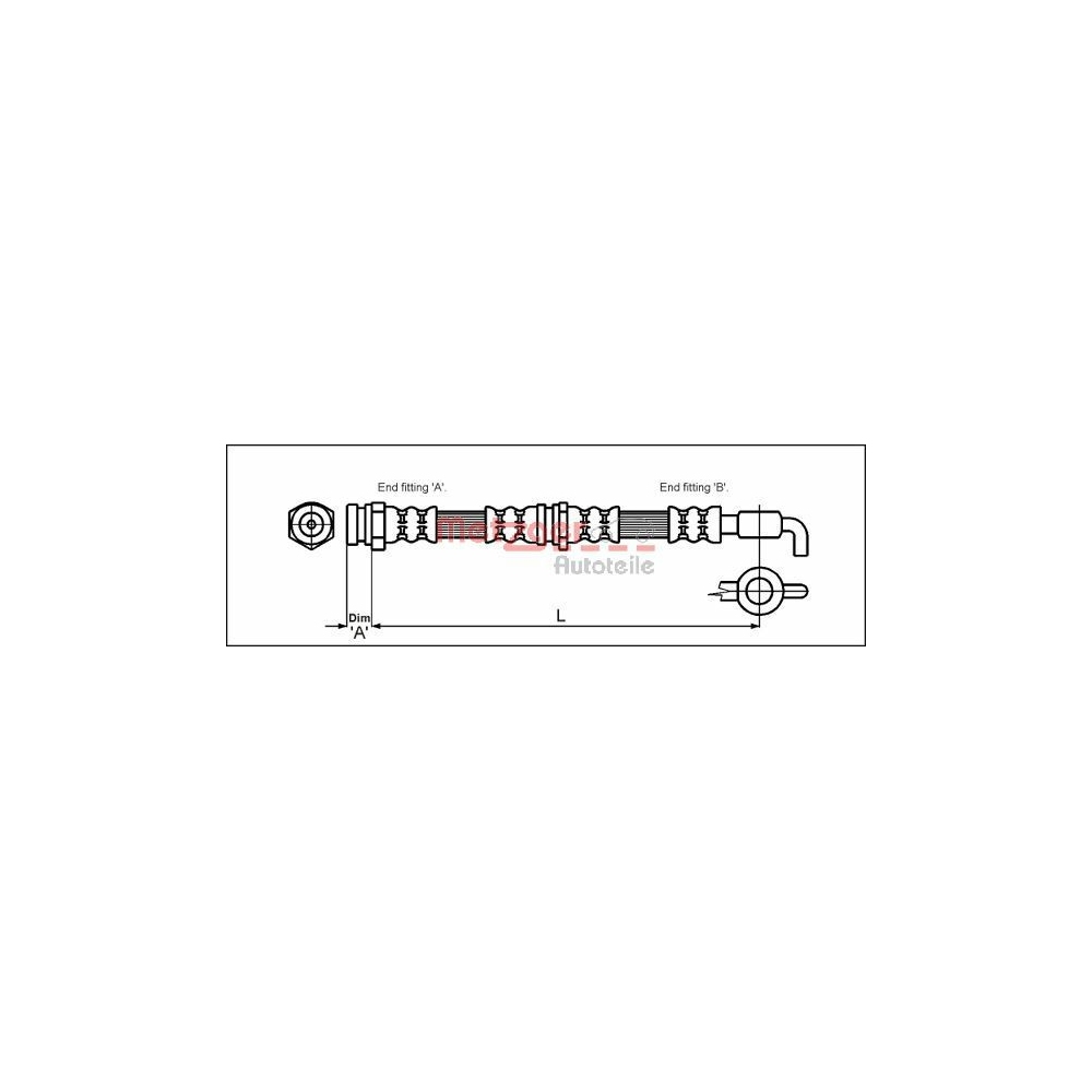 Bremsschlauch METZGER 4114780 für MAZDA, Vorderachse links, Vorderachse rechts