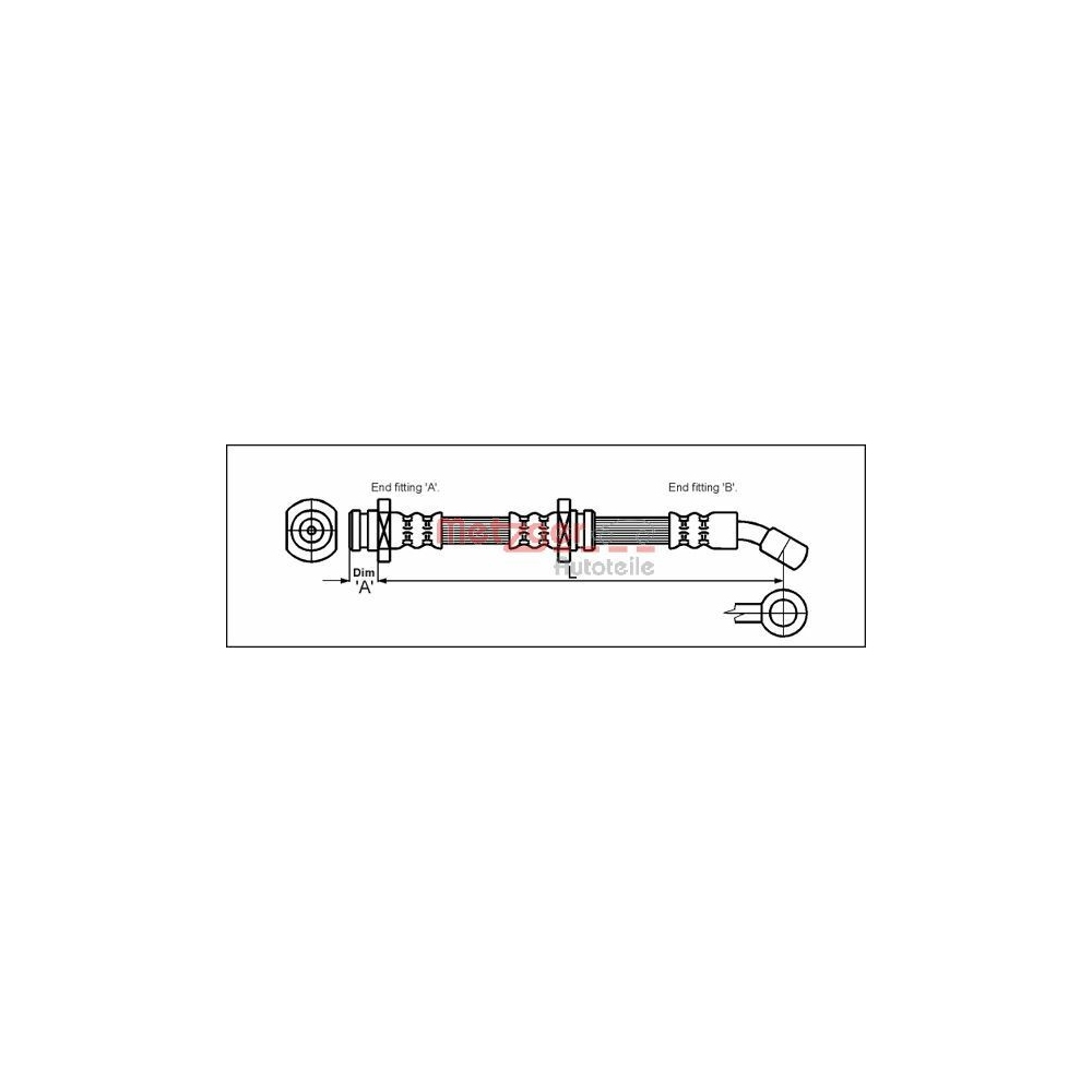 Bremsschlauch METZGER 4114791 für SUZUKI, Vorderachse links, Vorderachse rechts