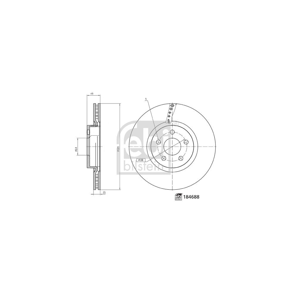 Bremsscheibe FEBI BILSTEIN 184688 für FORD FORD MOTOR COMPANY, Vorderachse