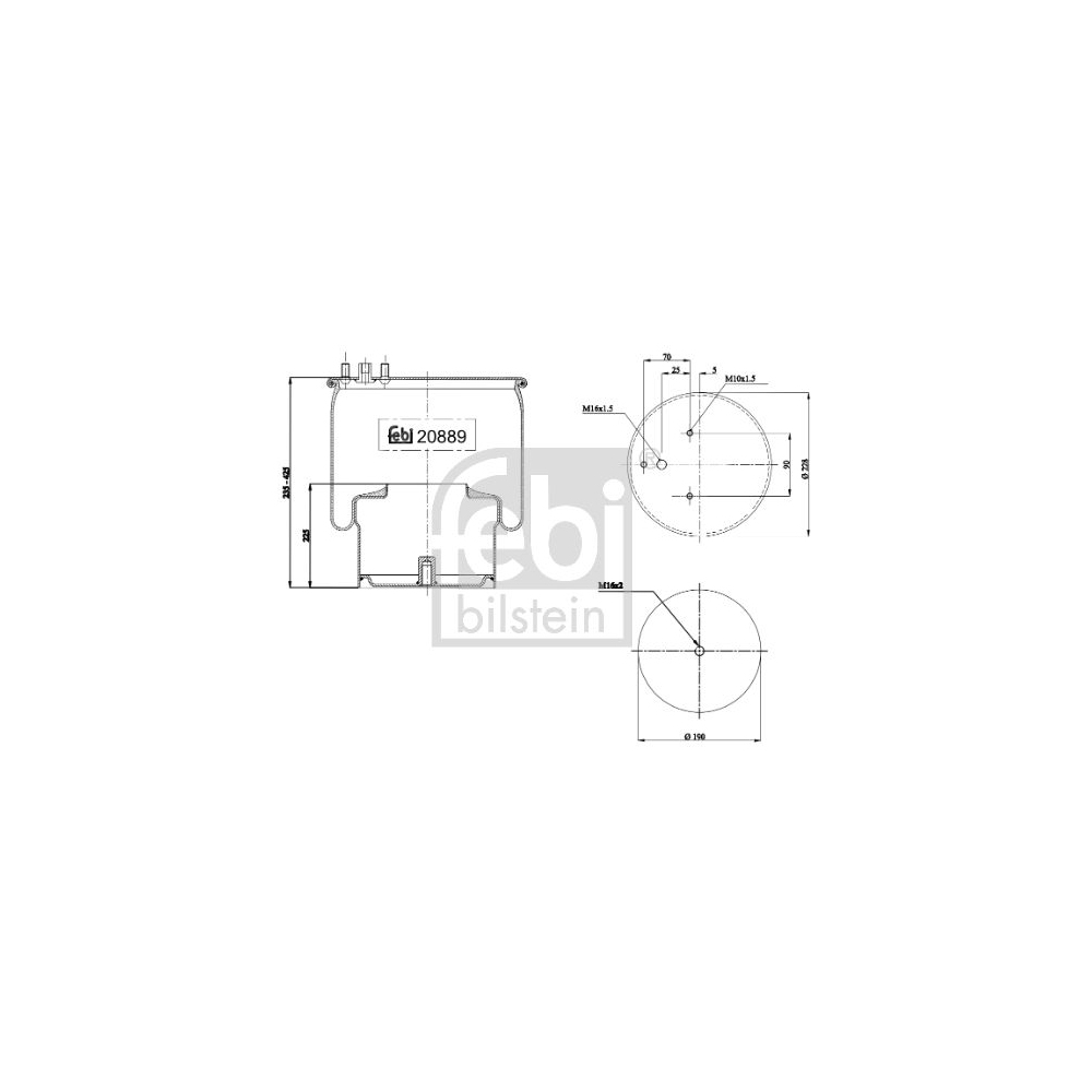 Febi Bilstein 20889 Luftfederbalg mit Stahlkolben , 1 Stück