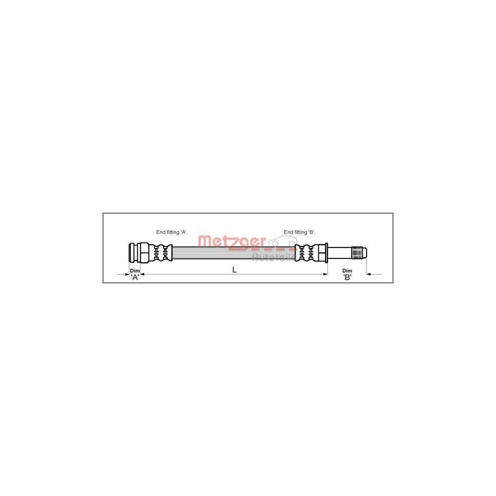 Bremsschlauch METZGER 4114800 für SKODA, Vorderachse links, Vorderachse rechts