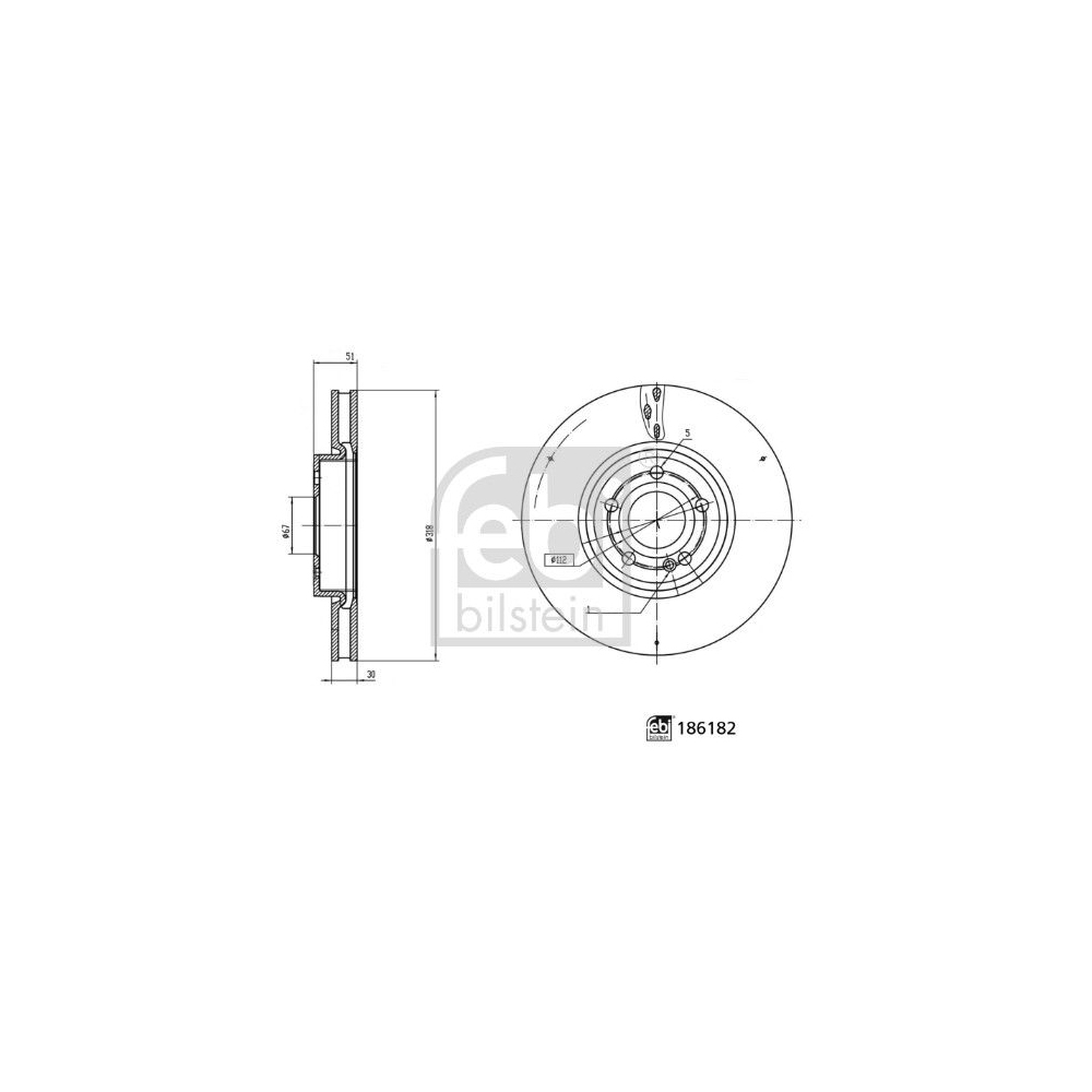 Bremsscheibe FEBI BILSTEIN 186182 für MERCEDES-BENZ, Vorderachse