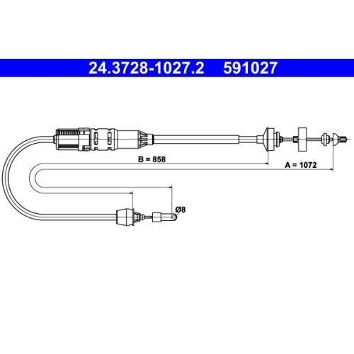Seilzug, Kupplungsbetätigung ATE 24.3728-1027.2 für RENAULT