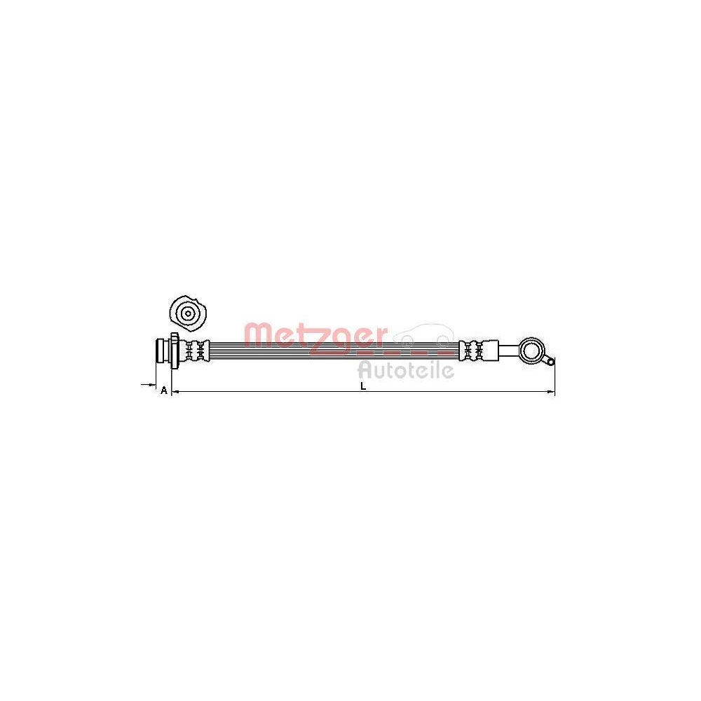 Bremsschlauch METZGER 4111234 für NISSAN, Hinterachse rechts, außen