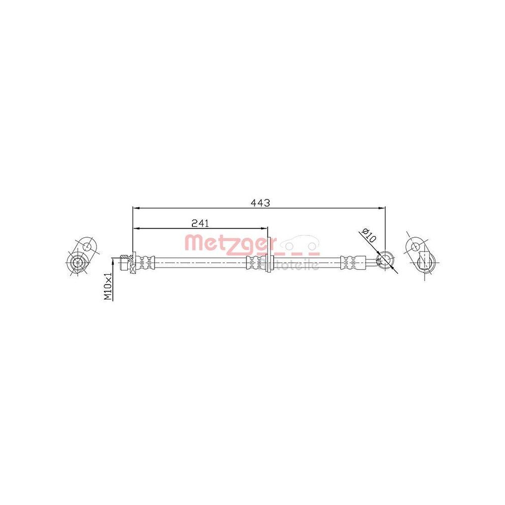 Bremsschlauch METZGER 4115187 für HONDA, Vorderachse rechts