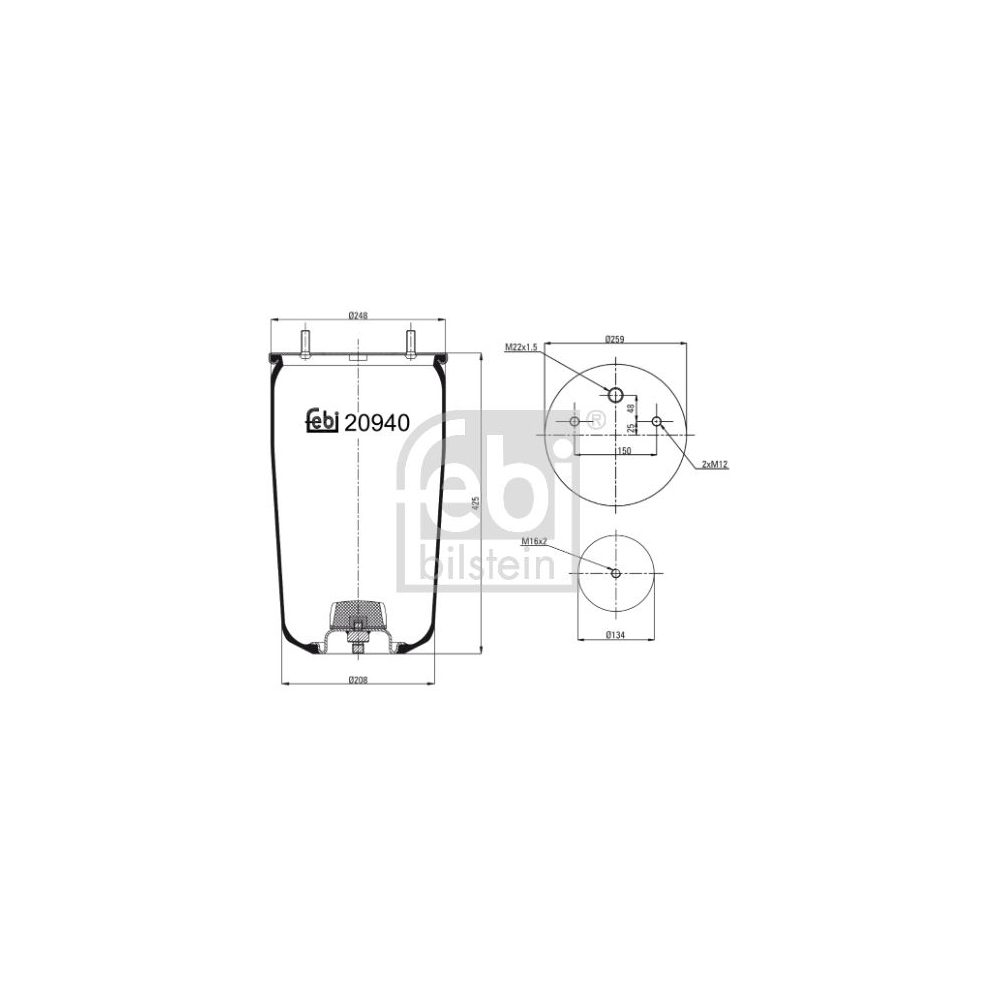 Febi Bilstein 20940 Luftfederbalg ohne Kolben , 1 Stück