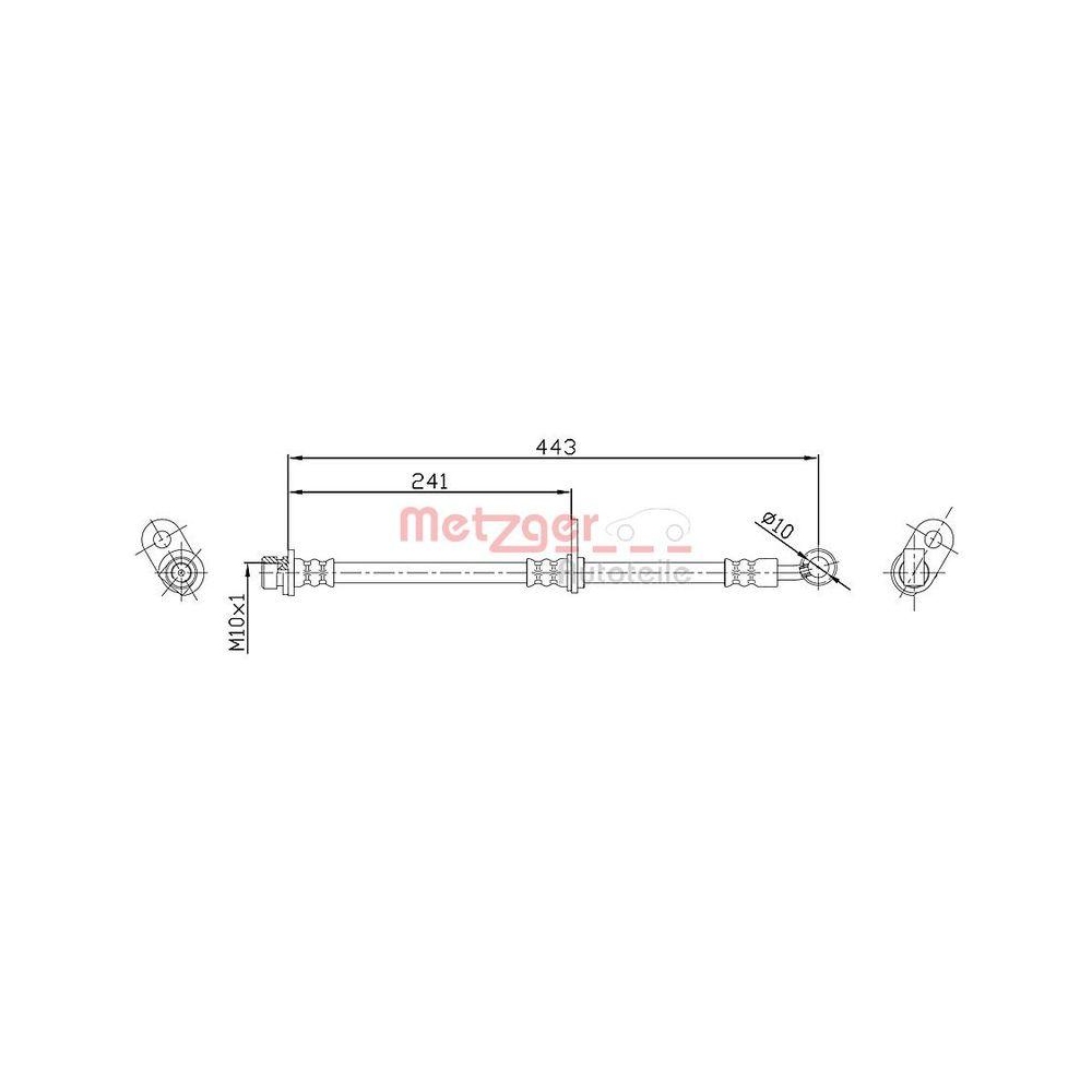 Bremsschlauch METZGER 4115189 für HONDA, Vorderachse links