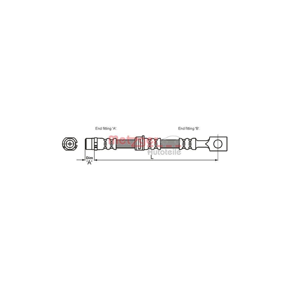 Bremsschlauch METZGER 4115194 für OPEL, Vorderachse links, Vorderachse rechts