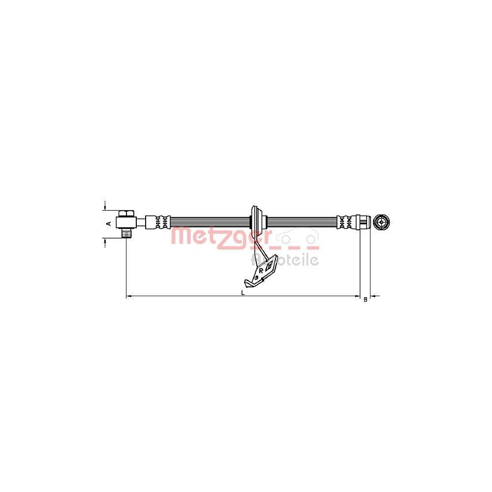 Bremsschlauch METZGER 4116206 für MERCEDES-BENZ, Vorderachse rechts