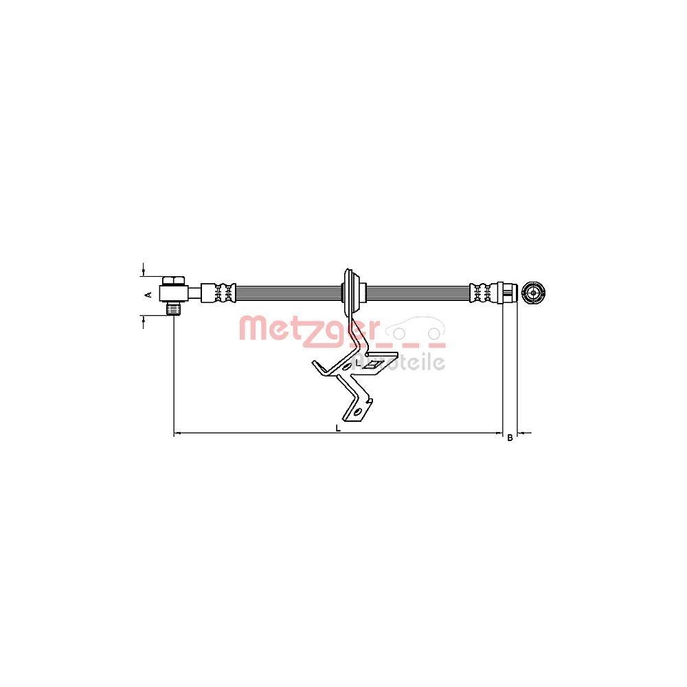 Bremsschlauch METZGER 4116208 für MERCEDES-BENZ, Vorderachse links