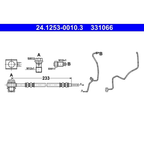 Bremsschlauch ATE 24.1253-0010.3 für SEAT SKODA VAG, Hinterachse links