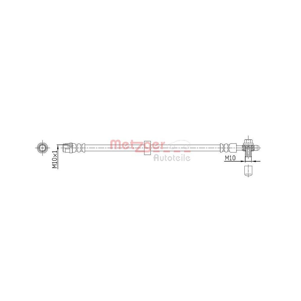 Bremsschlauch METZGER 4116215 für VW, Vorderachse links, Vorderachse rechts