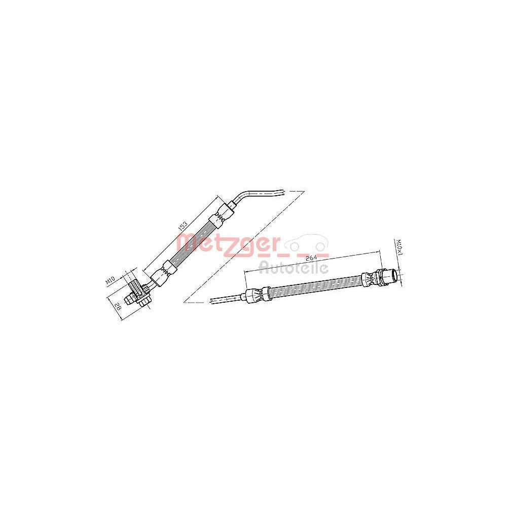 Bremsschlauch METZGER 4116216 für BMW, Hinterachse links