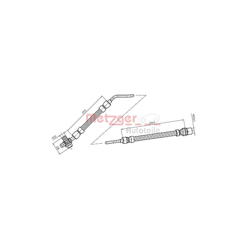 Bremsschlauch METZGER 4116217 für BMW, Hinterachse rechts