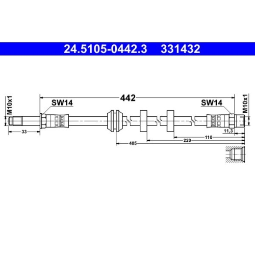 Bremsschlauch ATE 24.5105-0442.3 für SEAT VAG, Vorderachse