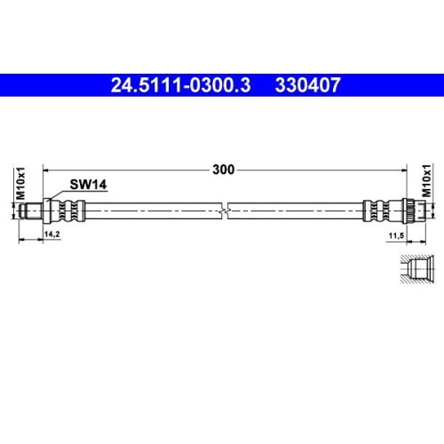 Bremsschlauch ATE 24.5111-0300.3 für RENAULT DACIA, Hinterachse, Vorderachse