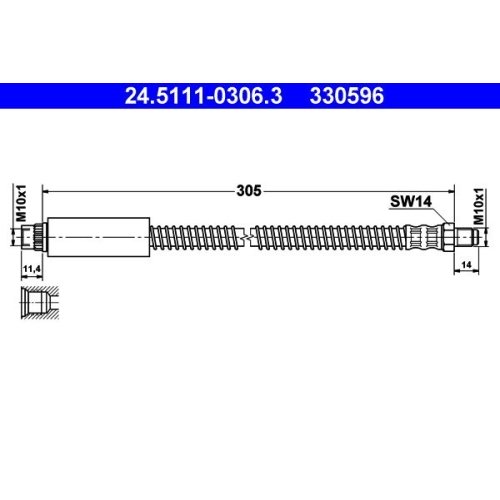 Bremsschlauch ATE 24.5111-0306.3 für PEUGEOT, Vorderachse