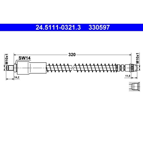 Bremsschlauch ATE 24.5111-0321.3 für RENAULT, Hinterachse, Vorderachse