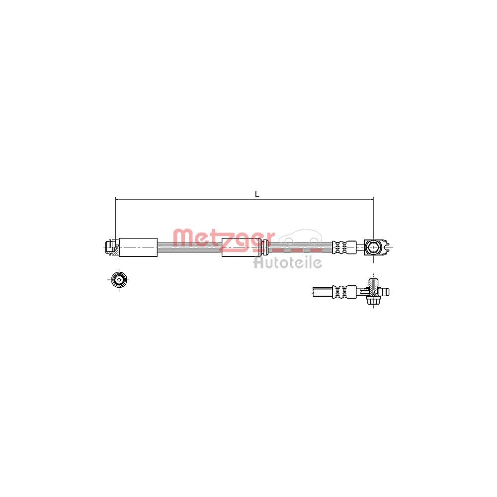 Bremsschlauch METZGER 4116227 für AUDI, Vorderachse links, Vorderachse rechts