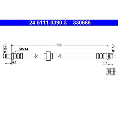 Bremsschlauch ATE 24.5111-0390.3 für RENAULT, Vorderachse