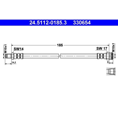 Bremsschlauch ATE 24.5112-0185.3 für FIAT, Hinterachse, am Bremssattel