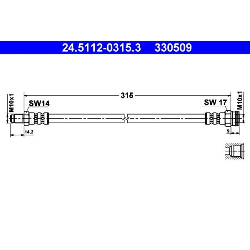 Bremsschlauch ATE 24.5112-0315.3 für CITROËN FIAT PEUGEOT RENAULT SMART, mitte