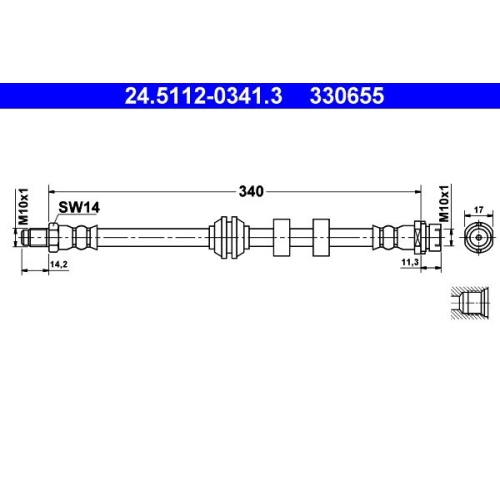 Bremsschlauch ATE 24.5112-0341.3 für FORD, Vorderachse