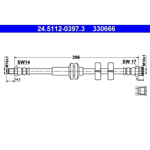 Bremsschlauch ATE 24.5112-0397.3 für FIAT, Vorderachse