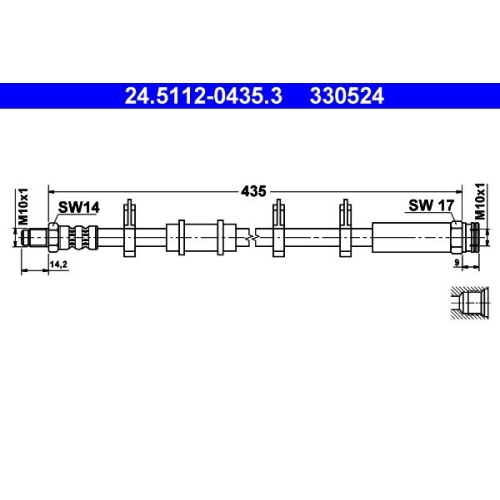 Bremsschlauch ATE 24.5112-0435.3 für CITROËN FIAT PEUGEOT, Vorderachse