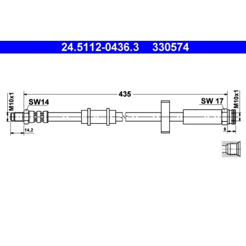 Bremsschlauch ATE 24.5112-0436.3 für CITROËN FIAT PEUGEOT, Vorderachse