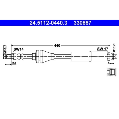 Bremsschlauch ATE 24.5112-0440.3 für FIAT, Vorderachse