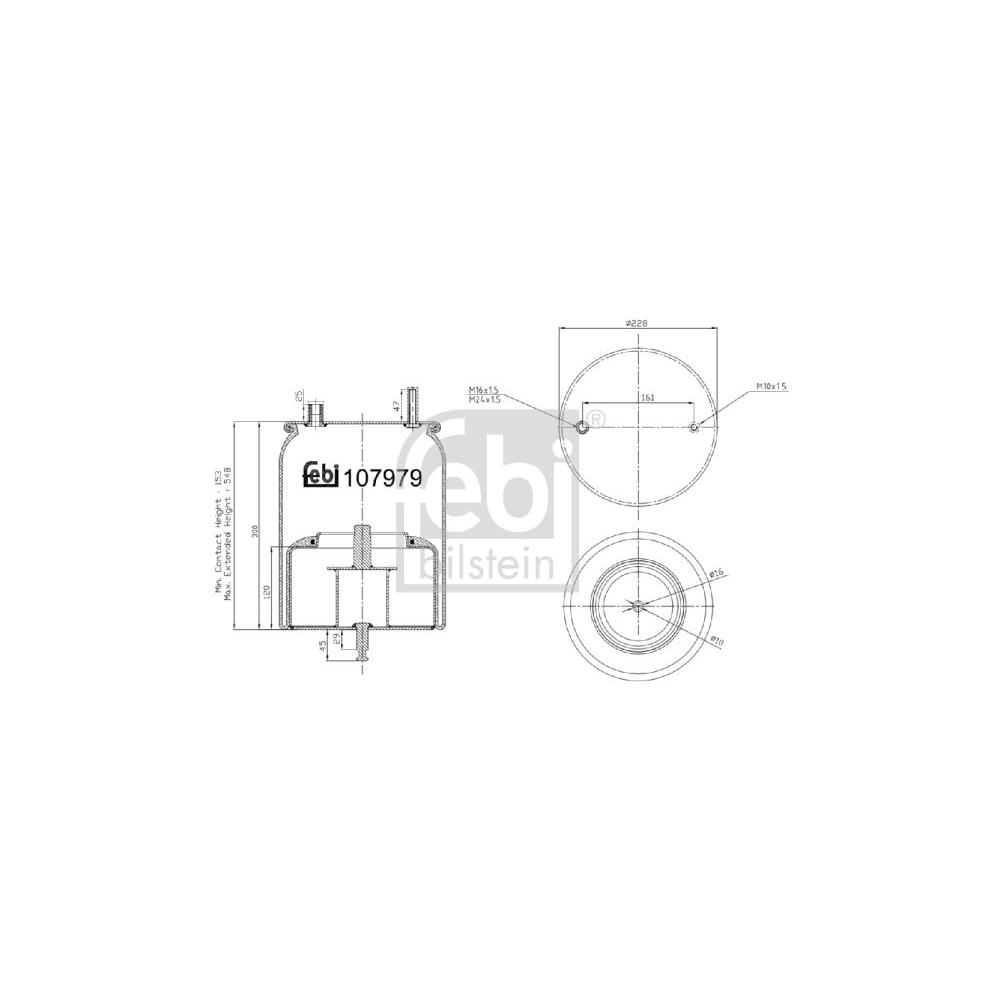 Febi Bilstein 1x 107979 Luftfederbalg mit Stahlkolben