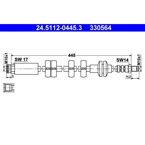 Bremsschlauch ATE 24.5112-0445.3 für FIAT, Vorderachse