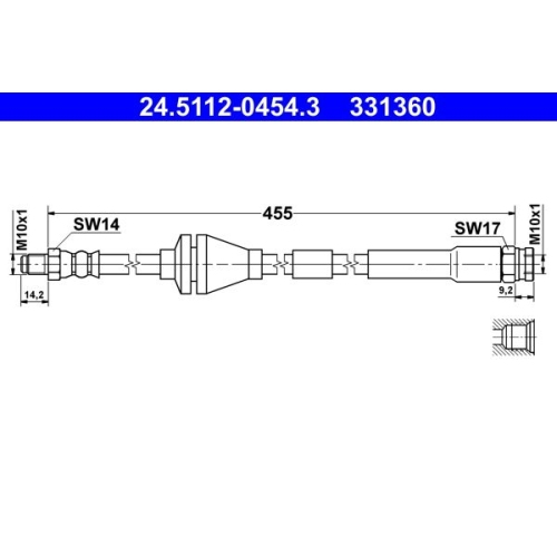 Bremsschlauch ATE 24.5112-0454.3 für FIAT, Vorderachse