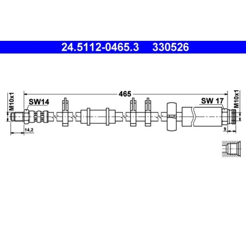 Bremsschlauch ATE 24.5112-0465.3 für CITROËN FIAT PEUGEOT, Vorderachse