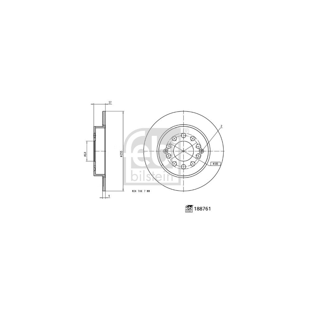 Bremsscheibe FEBI BILSTEIN 188761 für MG, Hinterachse