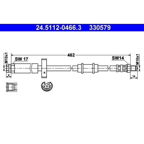 Bremsschlauch ATE 24.5112-0466.3 für CITROËN FIAT PEUGEOT, Vorderachse