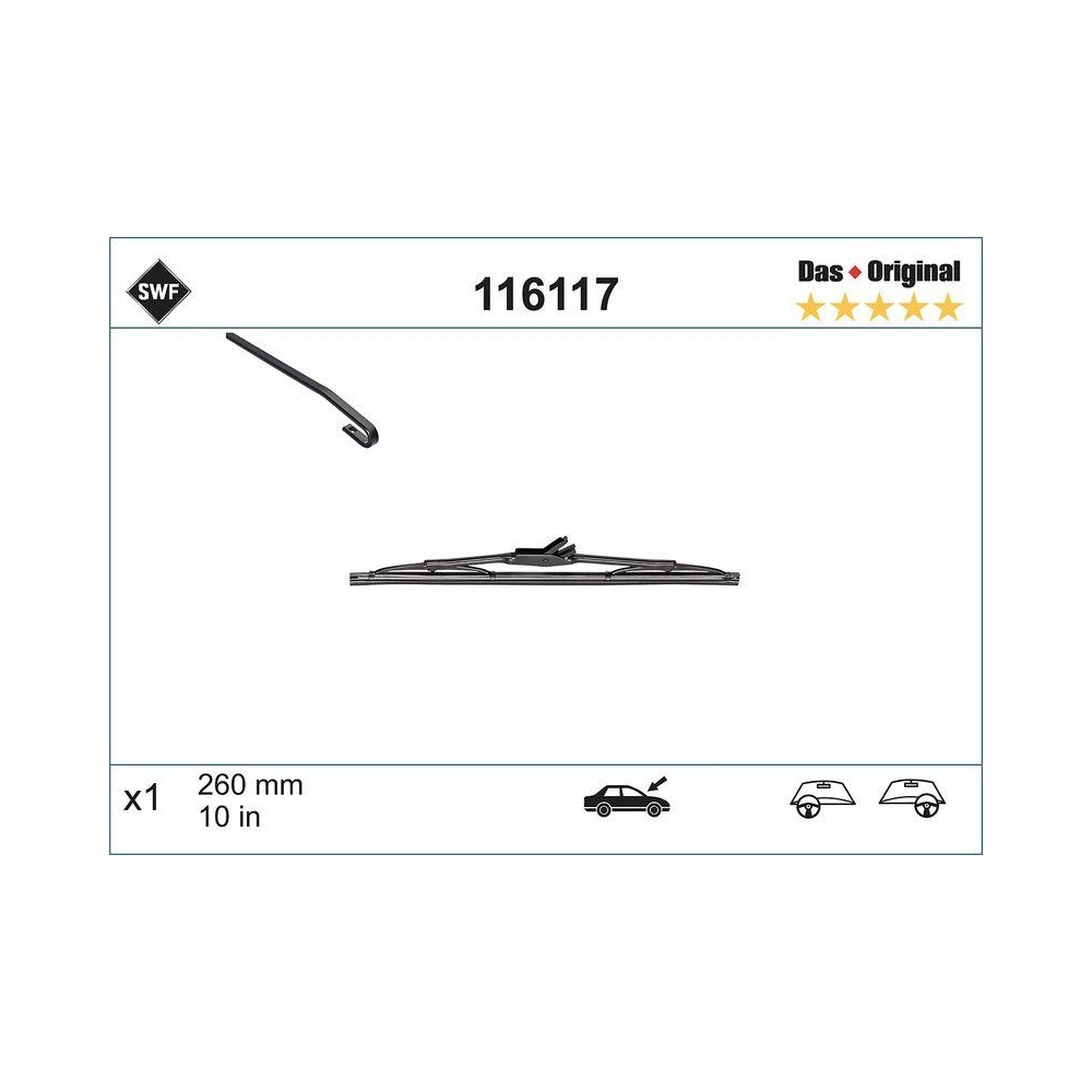 Wischblatt SWF 116117 DAS ORIGINAL SINGLE für CITROËN LAND ROVER, fahrerseitig