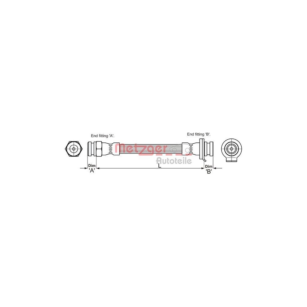 Bremsschlauch METZGER 4118509 für ALFA ROMEO, Vorderachse links