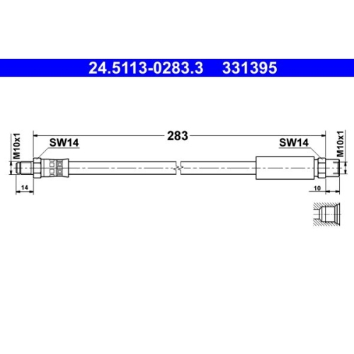 Bremsschlauch ATE 24.5113-0283.3 für BMW, Hinterachse, am Bremssattel