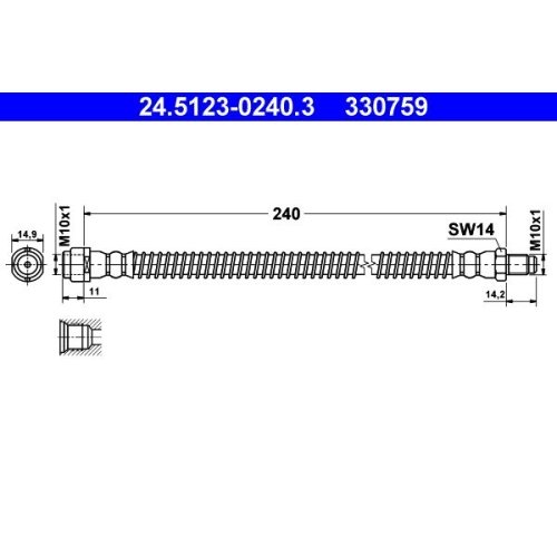 Bremsschlauch ATE 24.5123-0240.3 für MERCEDES-BENZ, Hinterachse